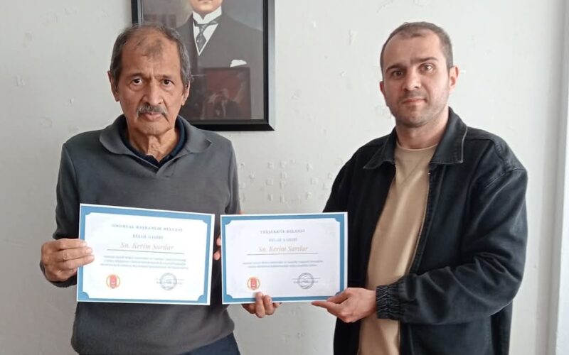 KERİM SARILAR’A ONURSAL BAŞKANLIK BELGESİ